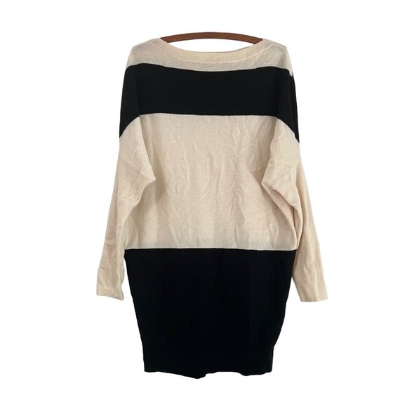 HATCH Maternity Agyness Striped Black Cream Merino Wool Cashmere Sweater Dress S - Picture 2 of 6